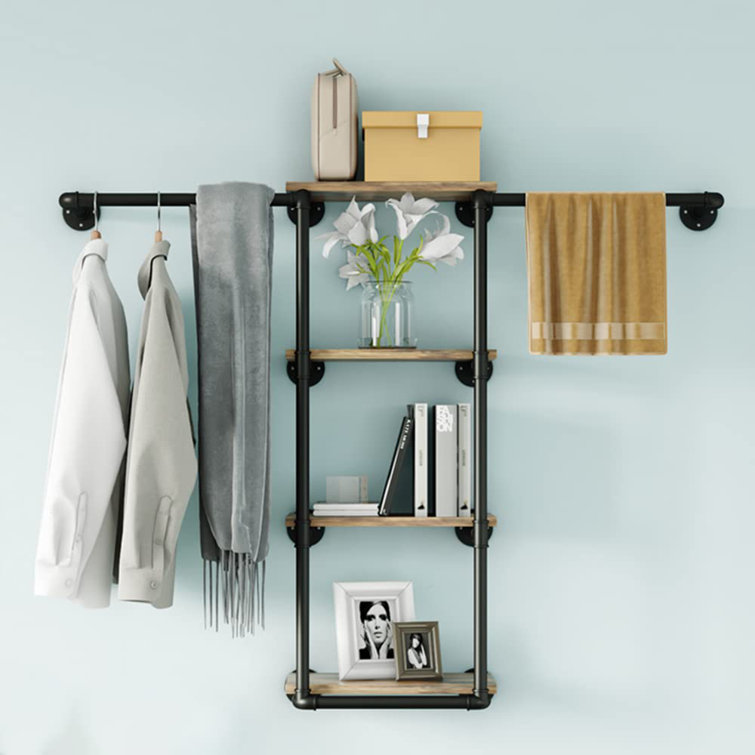 Heavy duty wall discount mounted clothes rack